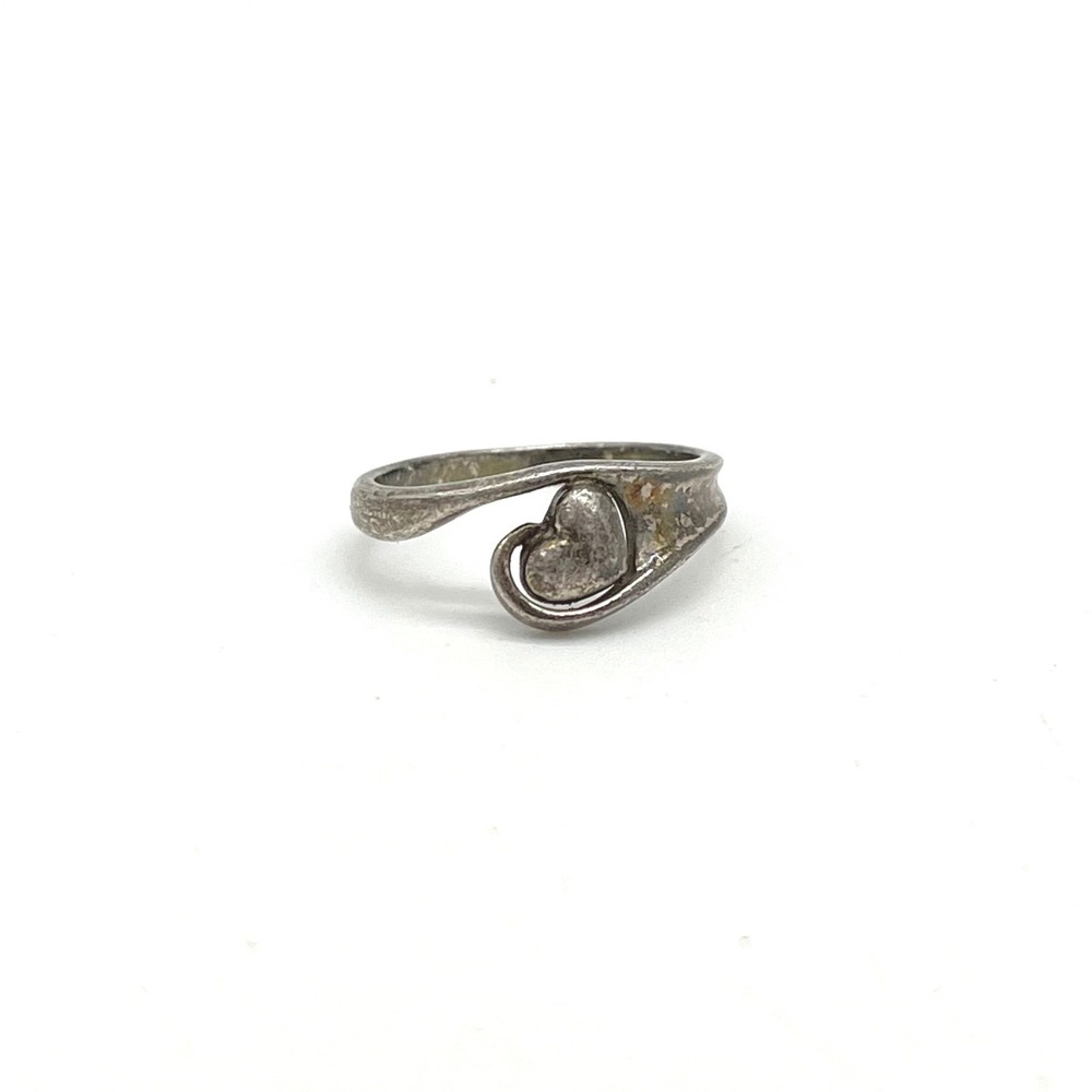Vintage Sterling Silver Heart Ring Size 7 Minimalist Dainty Love Statement